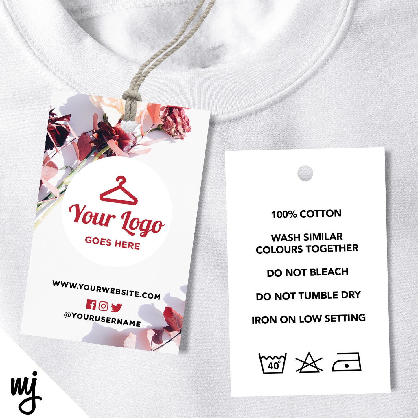 Red Floral Swing Tags