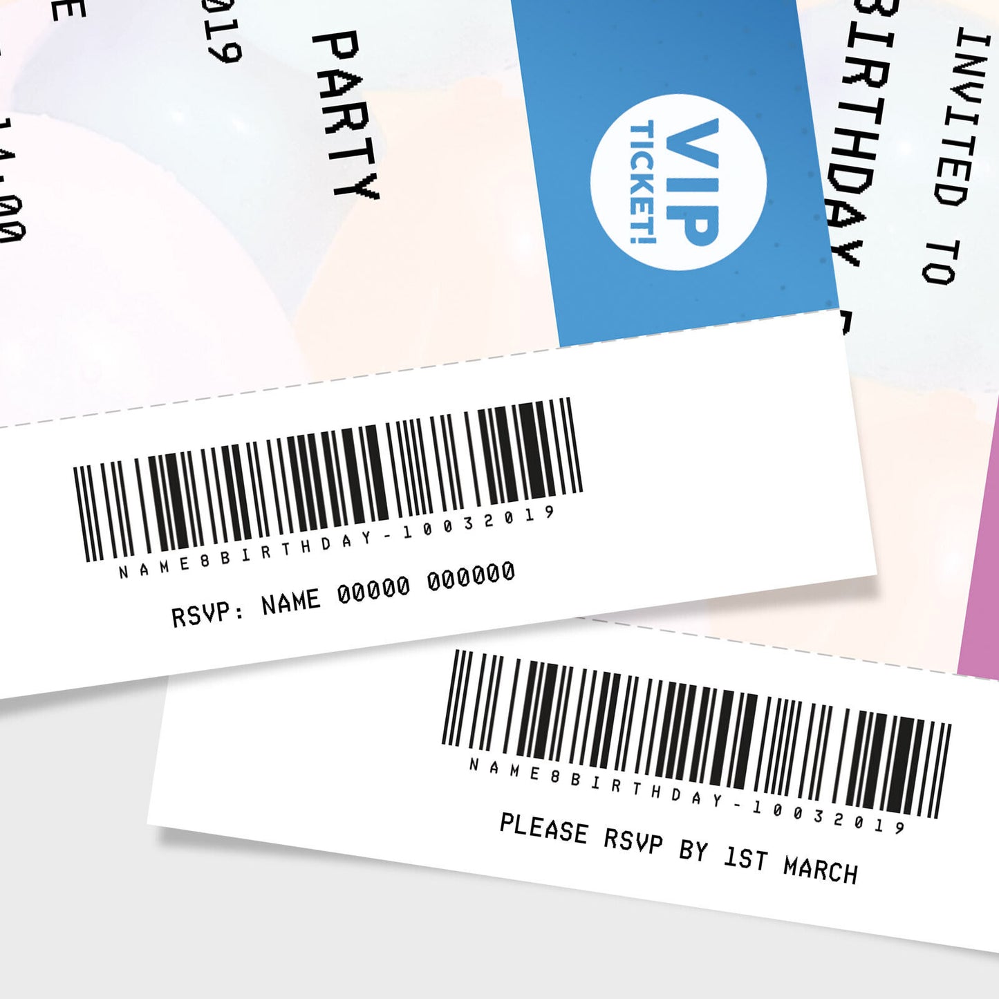 Personalised Vip Ticket Style Birthday Party Invitations For Boys/girls