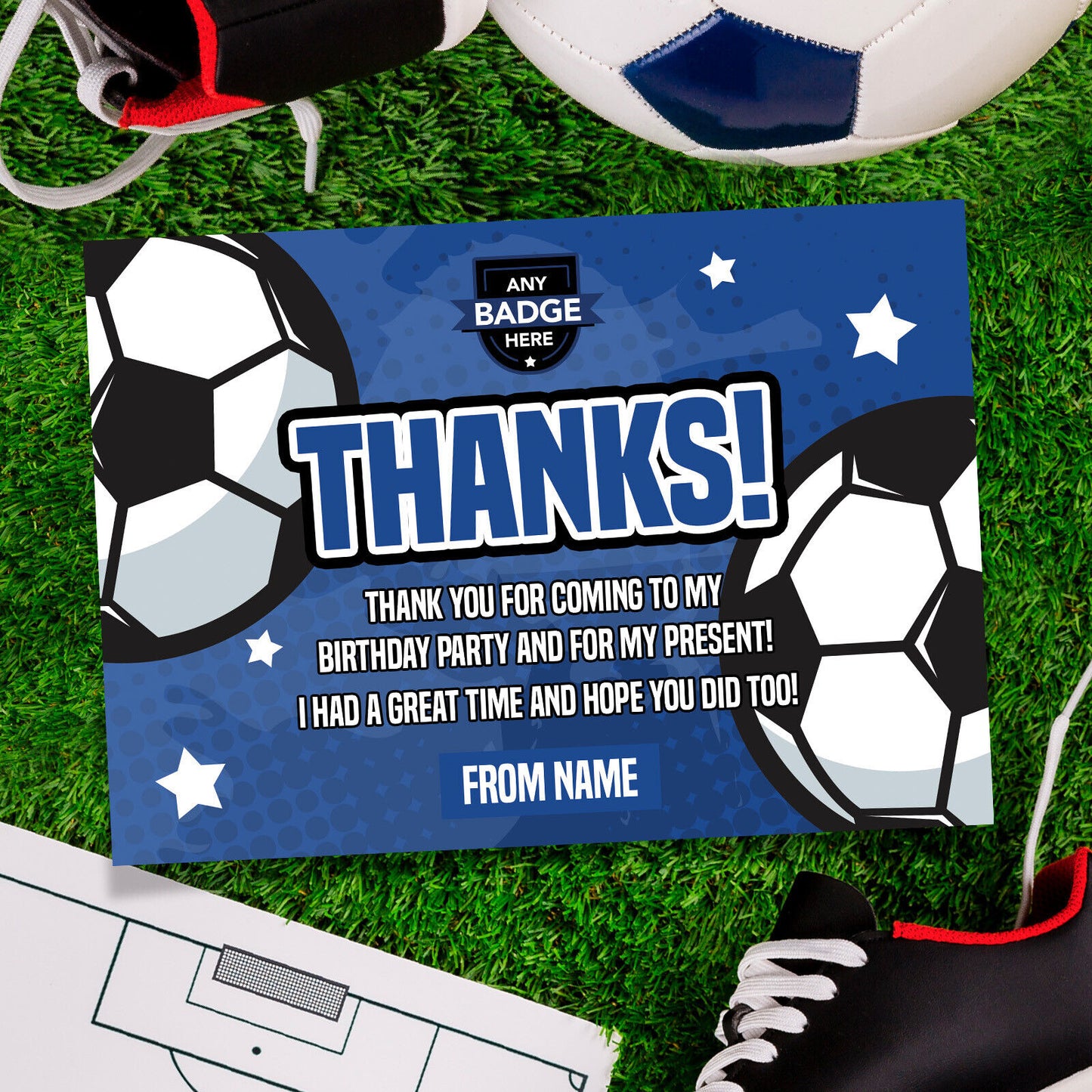 Personalised Blue Football Shirt Style Invitations | Kids/adults | Any Team!
