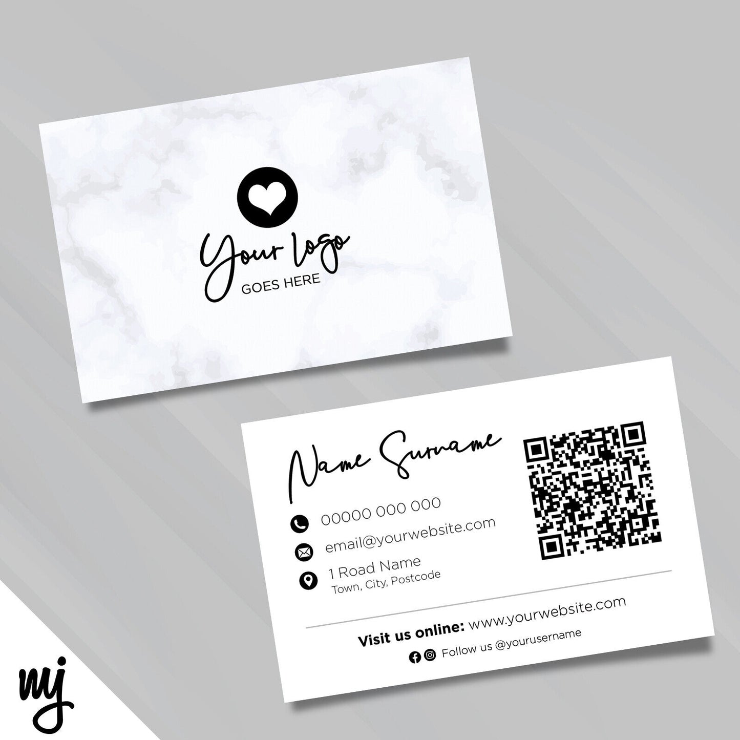 Custom Business Card Printing | Marble Black Modern Generic Design