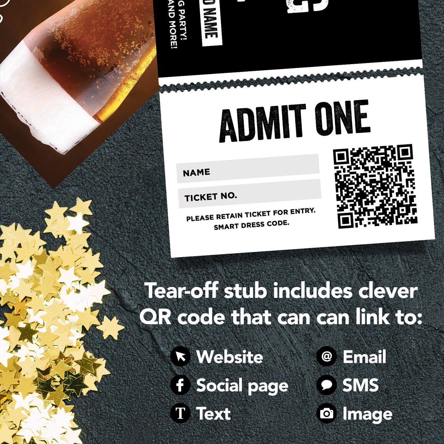 Custom Pub Bar Opening Party Reopening Ticket Printing | Perforated Stubs | 01