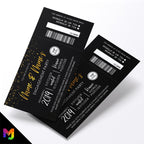 Personalised engagement party black gold glitter ticket style Invitations Invites | Perforated