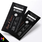 Personalised engagement party black rose gold glitter ticket style Invitations Invites | Perforated