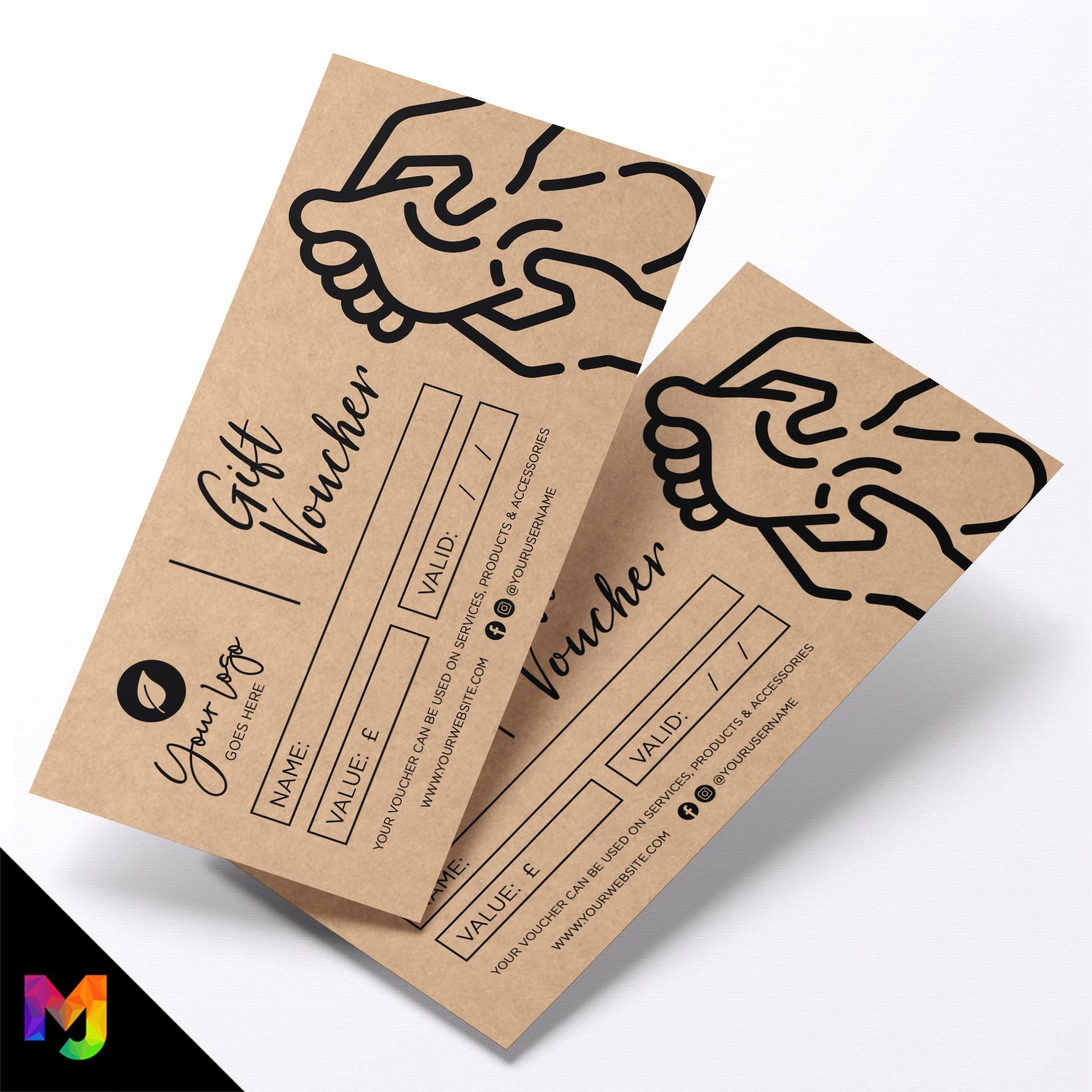 Custom printed kraft gift vouchers | Eco-friendly recycled | Massage therapy masseur beauty therapy therapist business 4