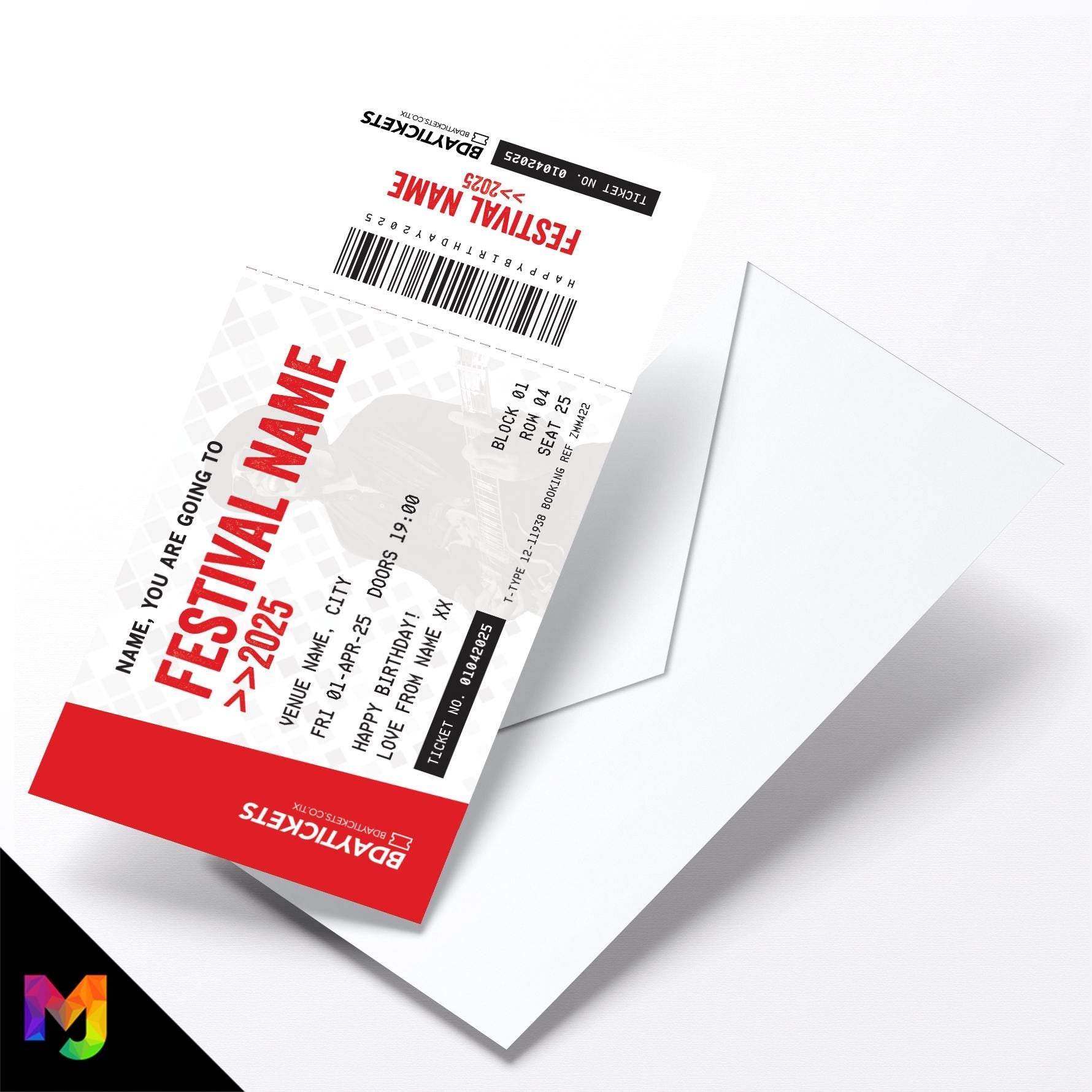 Personalised mock festival ticket Birthday / Christmas gift | Any festival name!