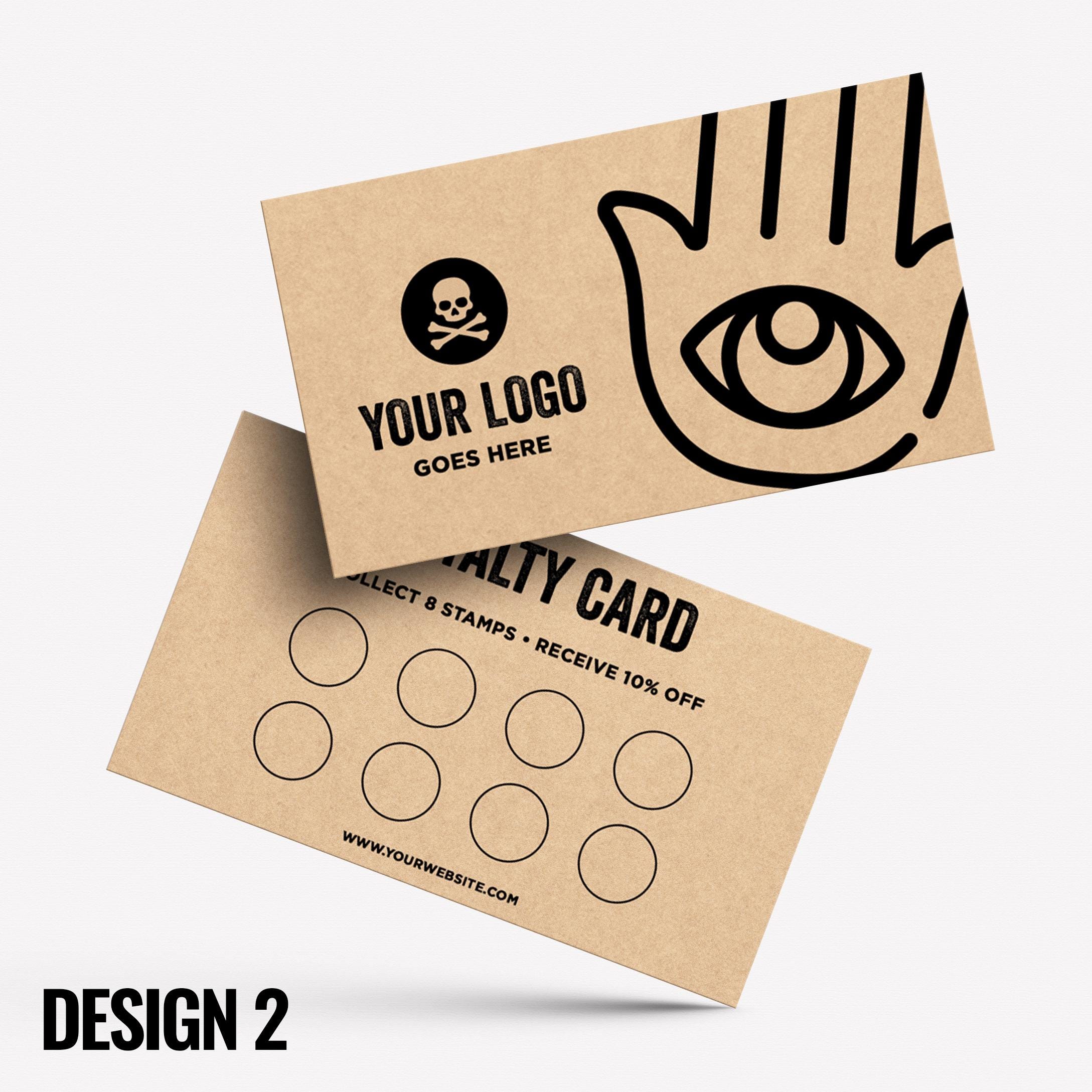Custom printed kraft loyalty reward cards | Tattoo studio artist piercing piercer body art jewellery tats ink inked businesses parlour salon
