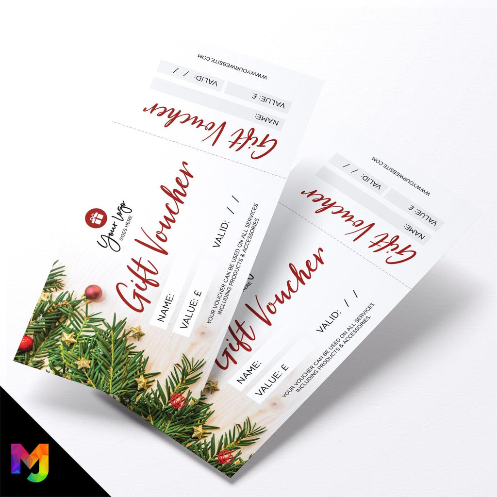 Custom printed gift vouchers | Perforated stubs | Christmas Style Business Festive Winter Snow Presents Gifts Cookies 4