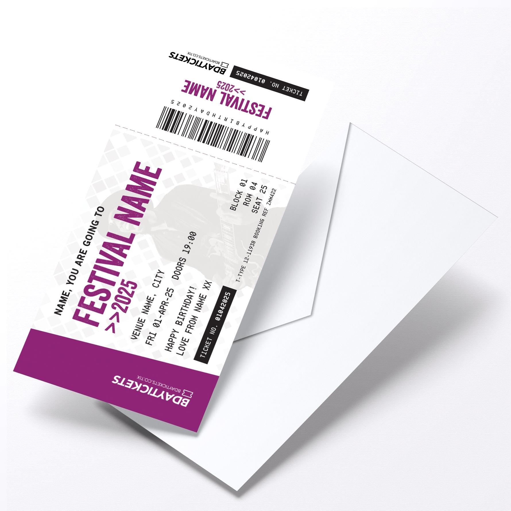 Personalised mock festival ticket Birthday / Christmas gift | Any festival name!