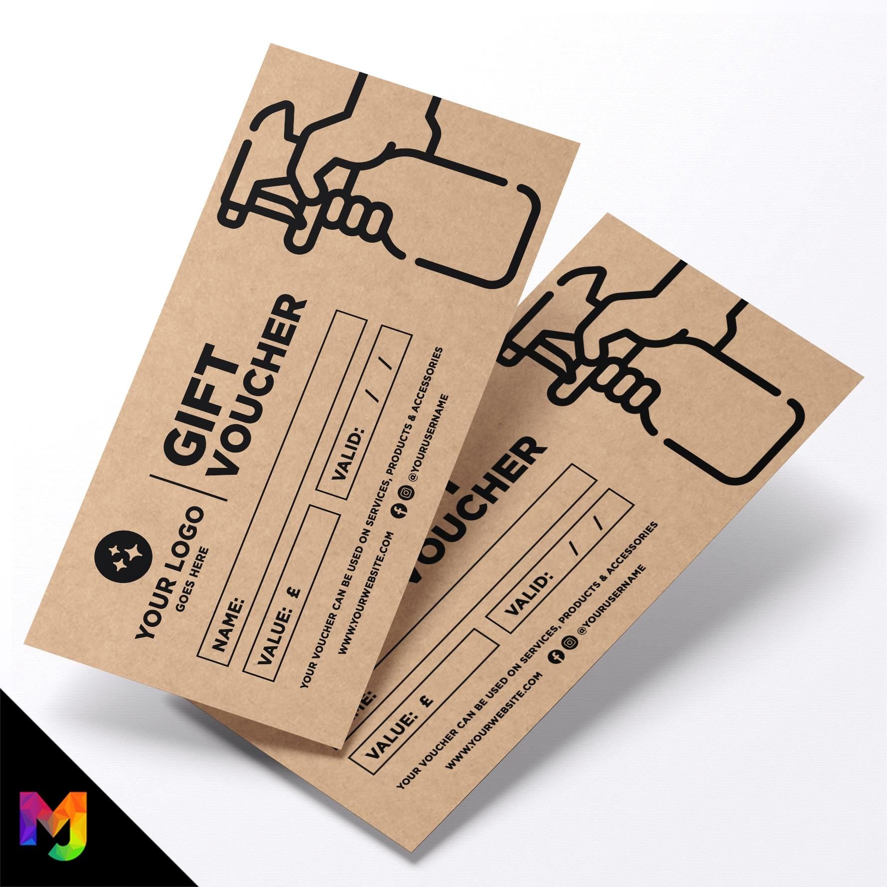 Custom printed kraft gift vouchers | Eco-friendly recycled | Car Wash Valet Business Garage Cleaning Detailing 2