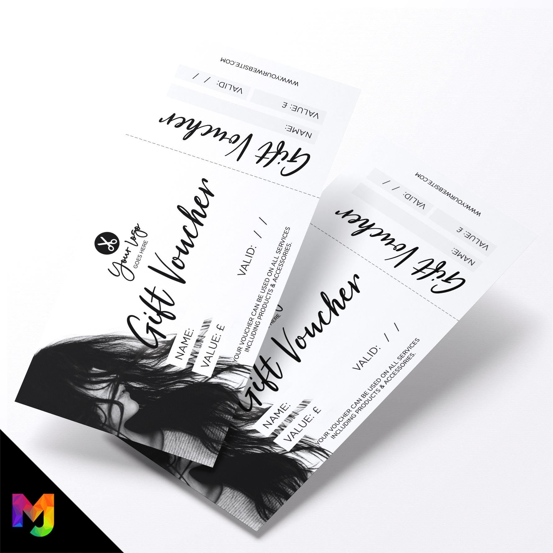 Custom printed gift vouchers | Perforated stubs | Hairdresser salon beautician hair female woman business 04