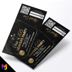 Custom printed school leavers party tickets | Perforated stubs | Black marble gold school student prom leaving party Class of 2025