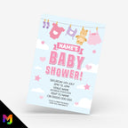 Personalised baby shower / gender reveal Invitations Invites | Pink girls cute design