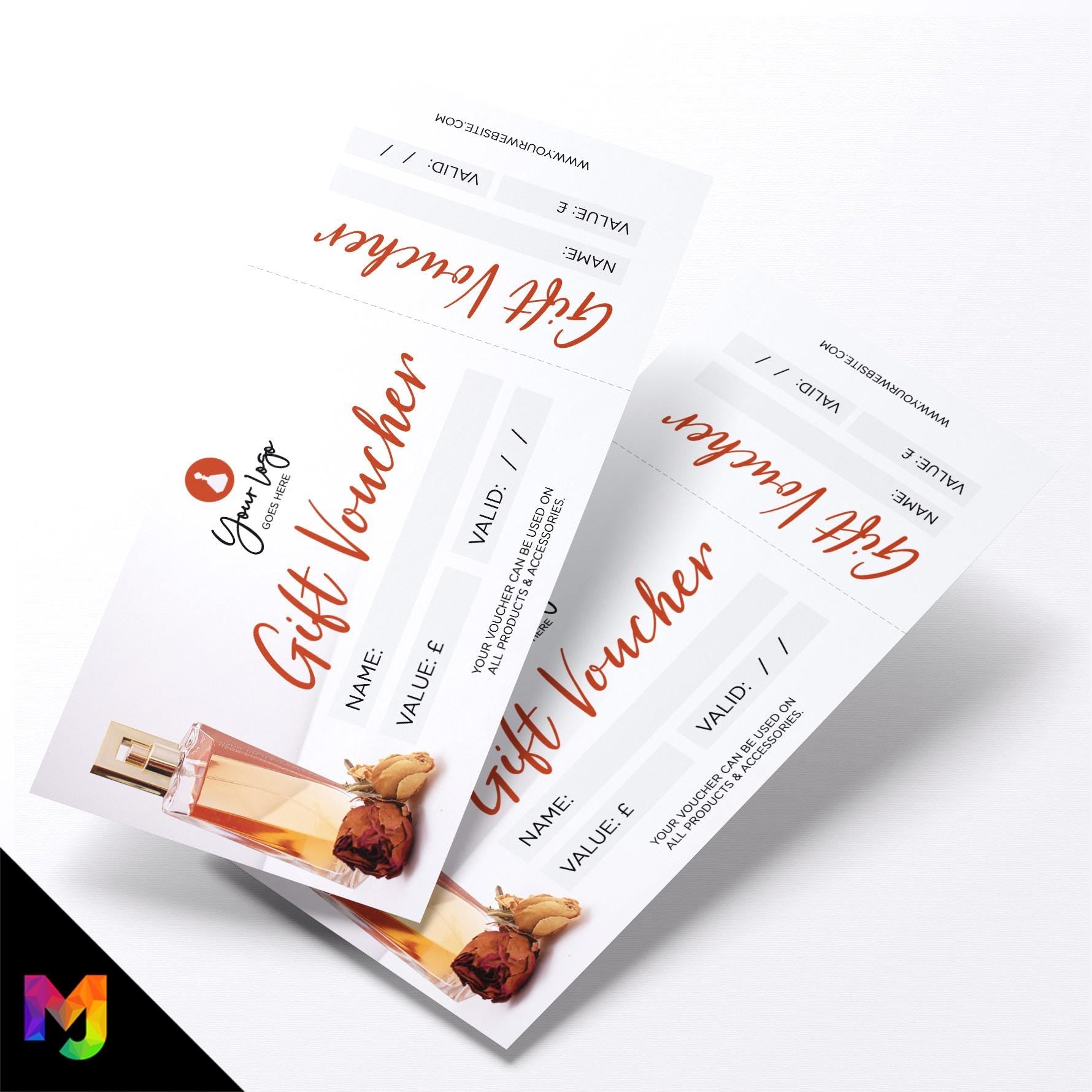 Custom printed gift vouchers | Perforated stubs | Perfume Fragrance Scent Spray Business Supplier Smell 1