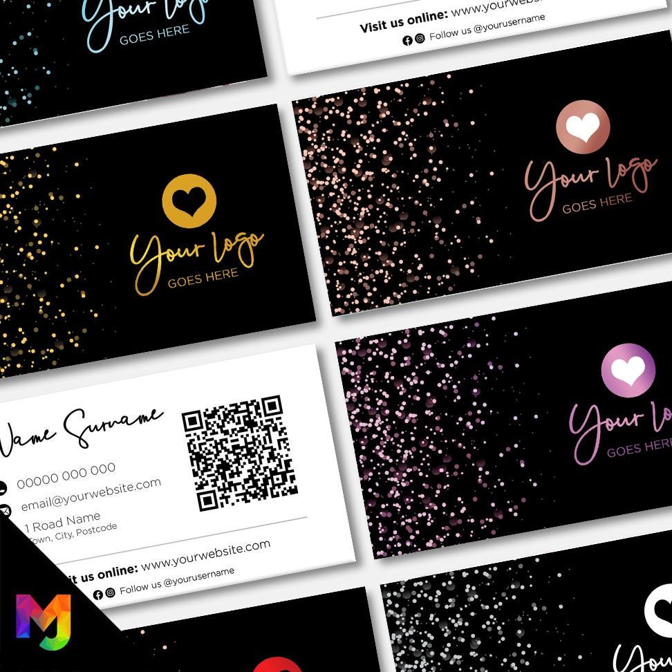 Custom Business Card Printing | Glitter Style Modern Design Gold Rose Blue Pink Glittery Elegant Cute Feminine Businesses