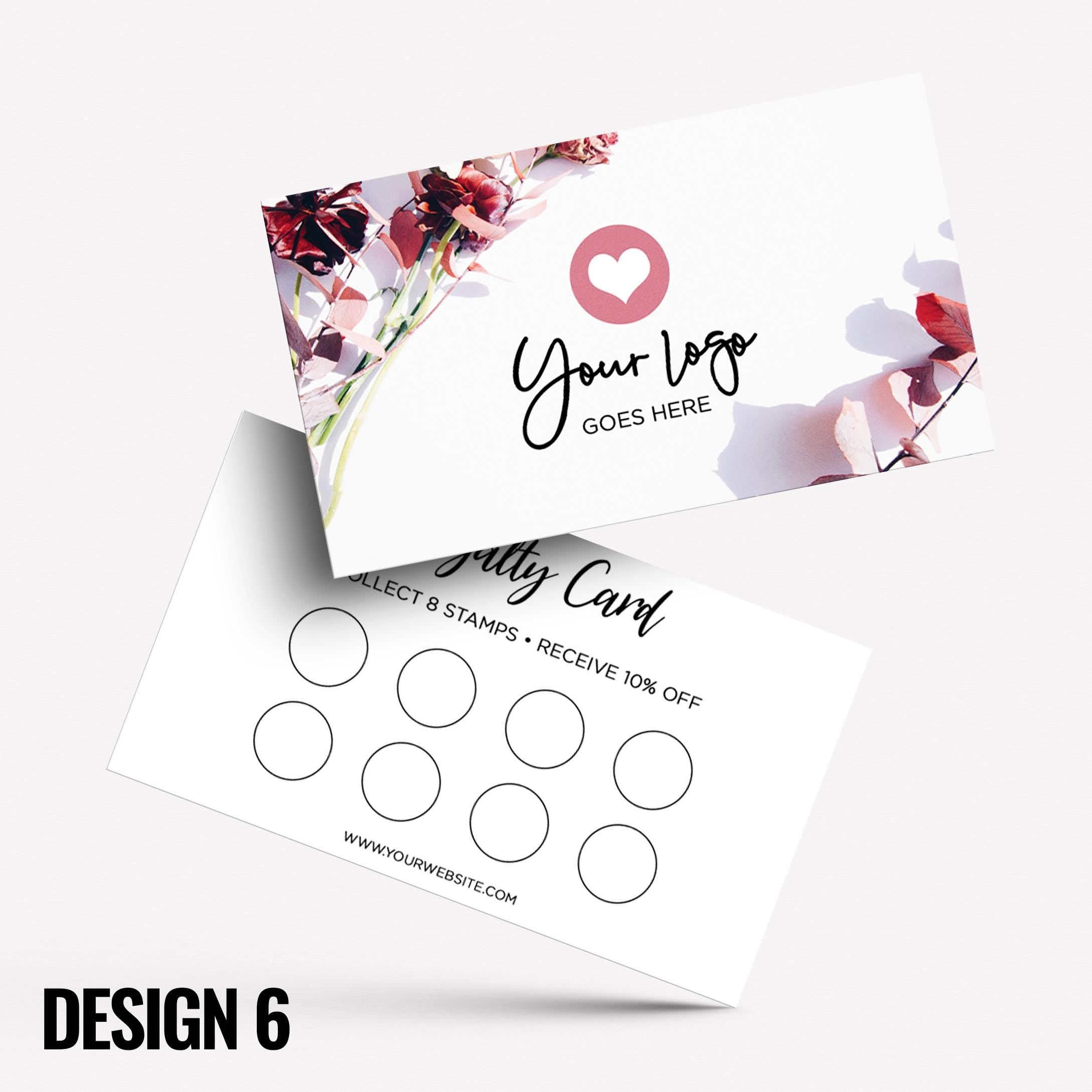 Custom printed loyalty reward cards | Floral flowers feminine cute pink purple orange blue roses flower elegant generic businesses
