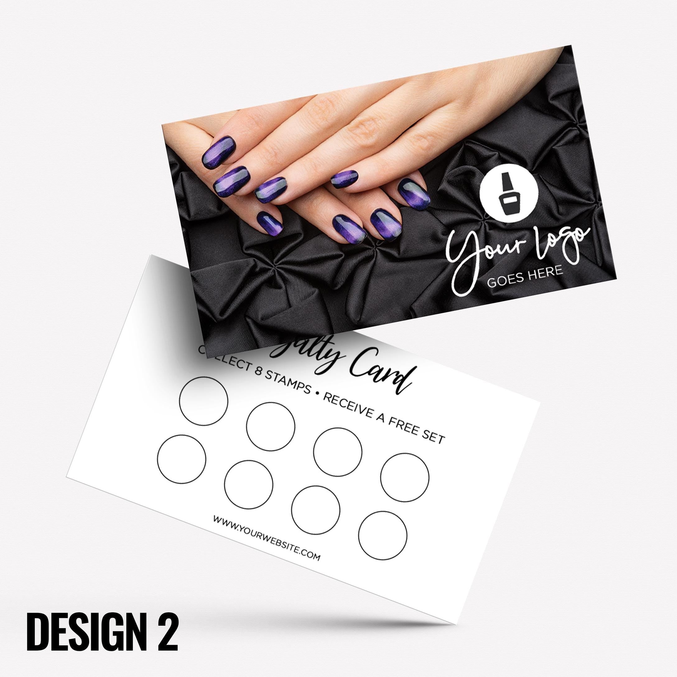 Custom printed loyalty reward cards | Nail artist beautician nails beauty art female hands businesses
