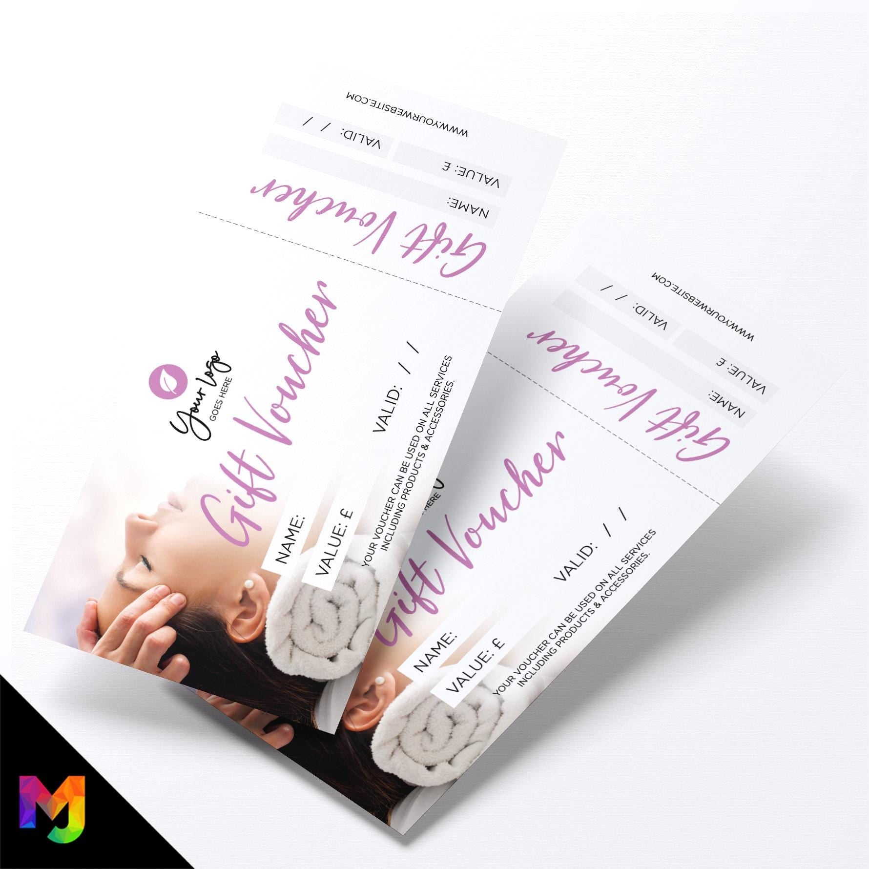 Custom printed gift vouchers | Perforated stubs | Massage therapy masseur beauty therapy therapist business 02