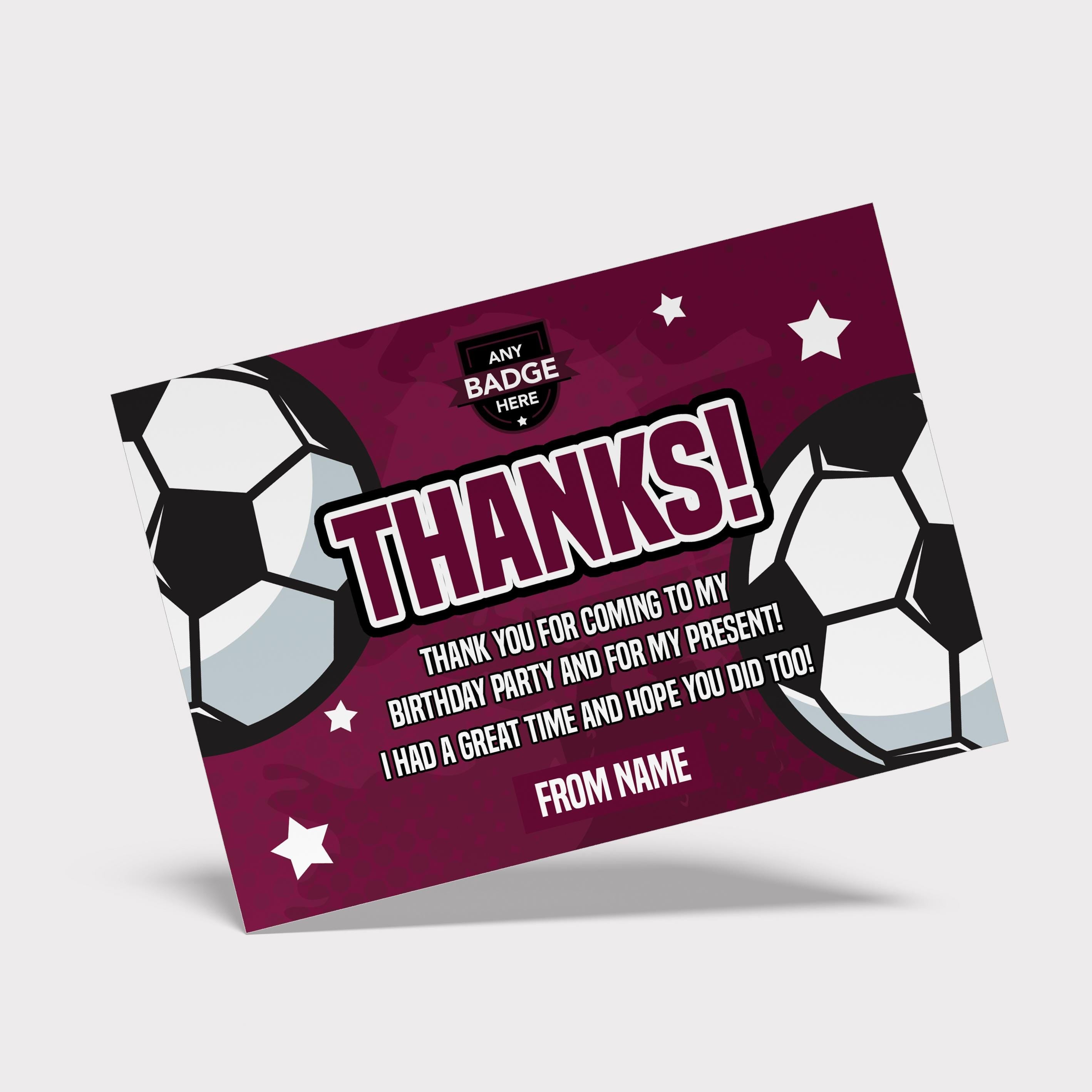 Personalised maroon football shirt style Invitations Invites + thank you cards | Any colours!