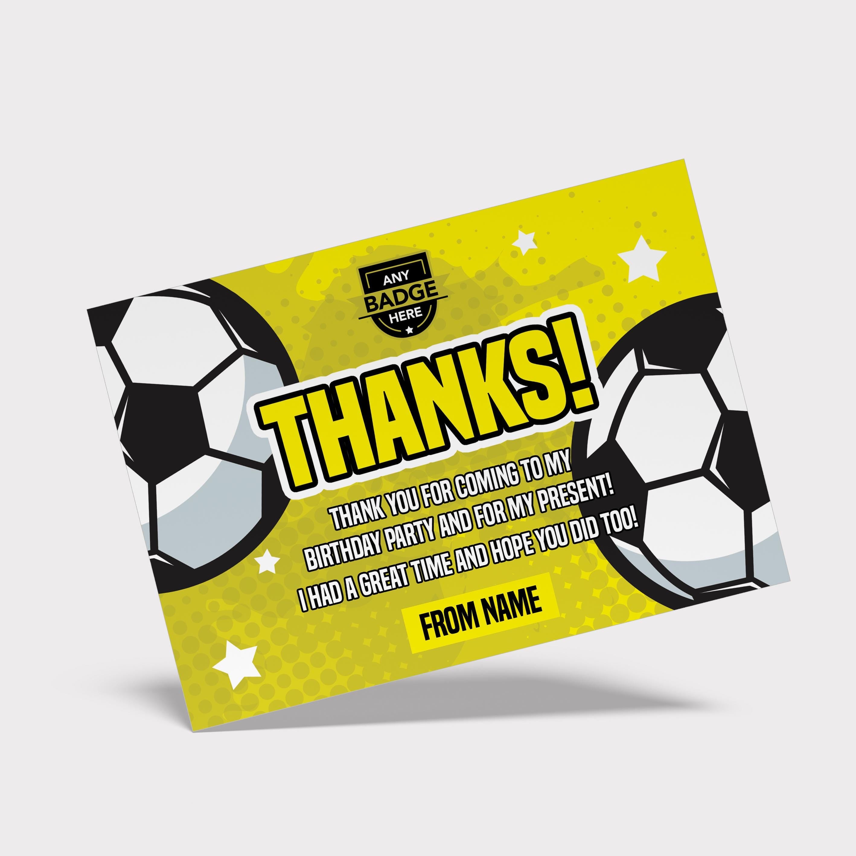 Personalised yellow football shirt style Invitations Invites + thank you cards | Any colours!