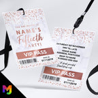 Personalised 50th birthday style VIP pass & lanyards | Marble rose gold design | ANY AGE!