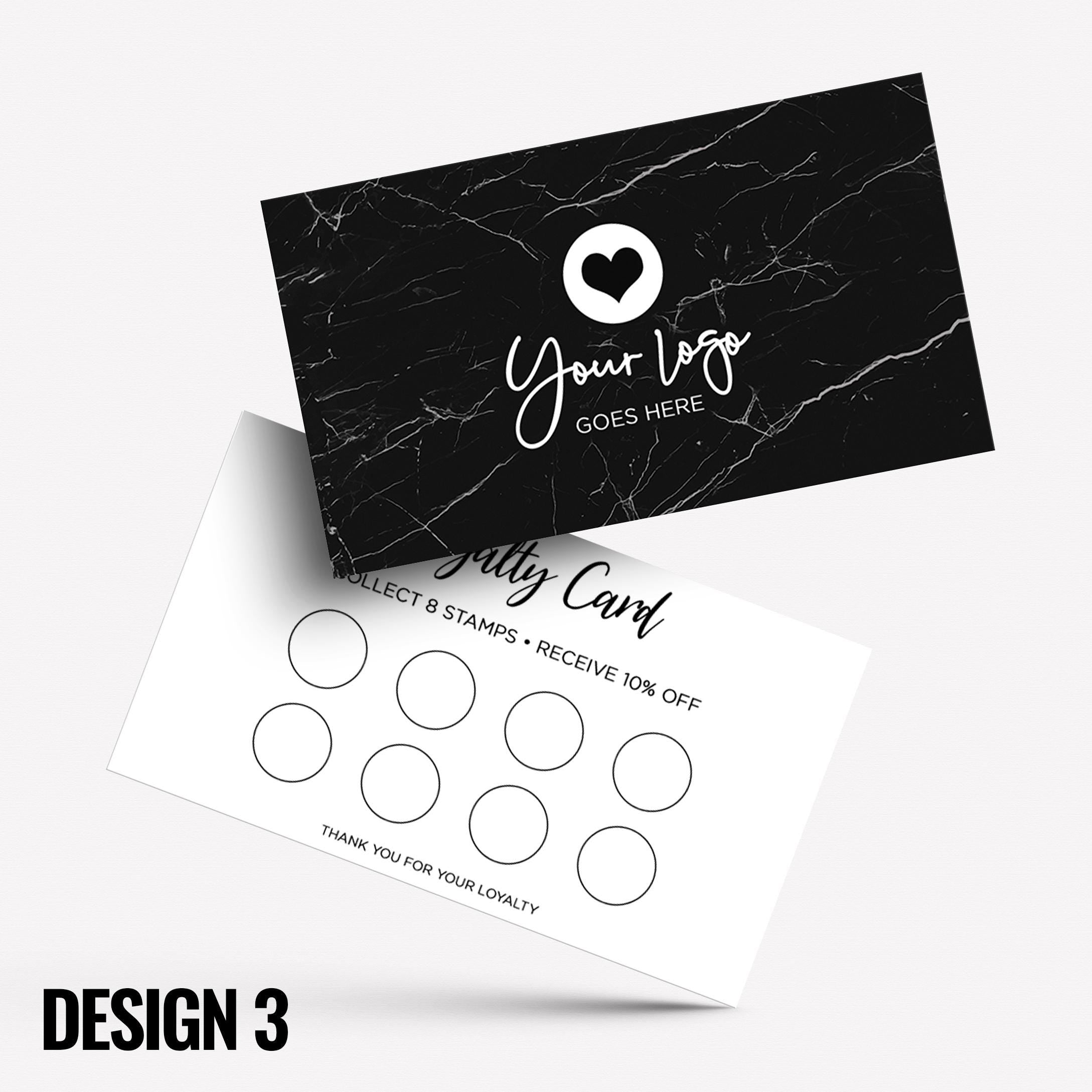 Custom printed loyalty reward cards | Marble design white black rose gold blue pink shiny elegant modern generic businesses