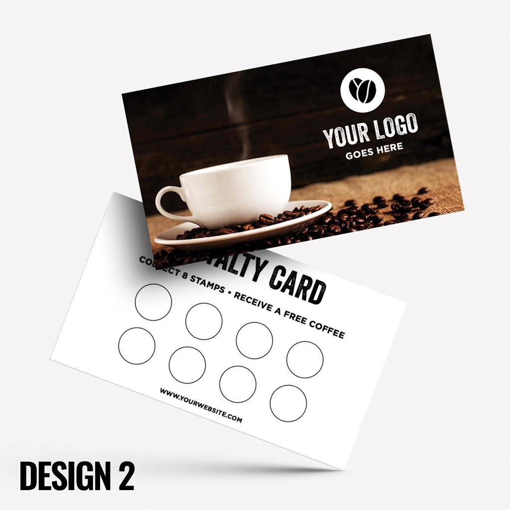 Custom printed loyalty reward cards | Coffee shop cafe barista bistro restaurant kiosk drinks hot mug cup takeaway businesses