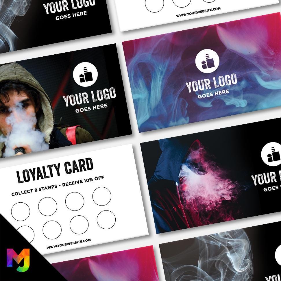 Custom printed loyalty reward cards | Vape shop vaping quit smoking vapour e-liquid juice refill mod vapour smoke designs businesses