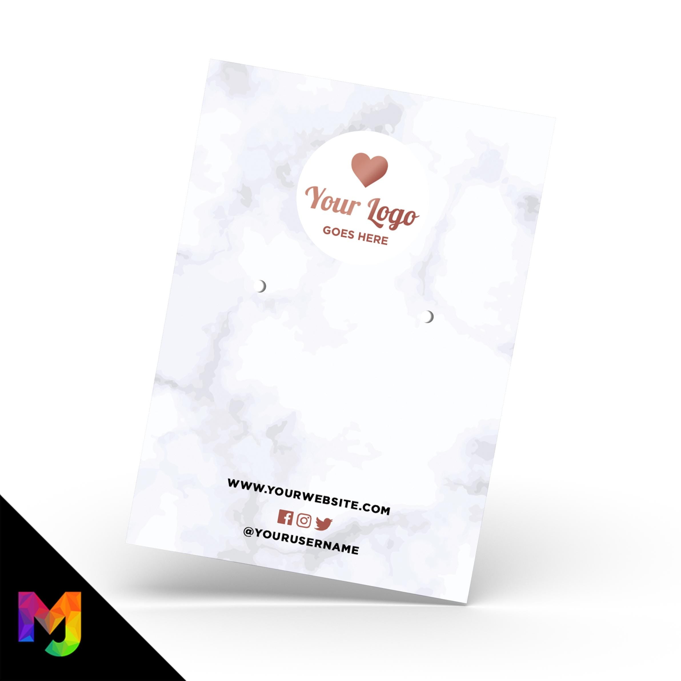 Custom jewellery backing card printing | A6 size | Marble rose gold modern style design