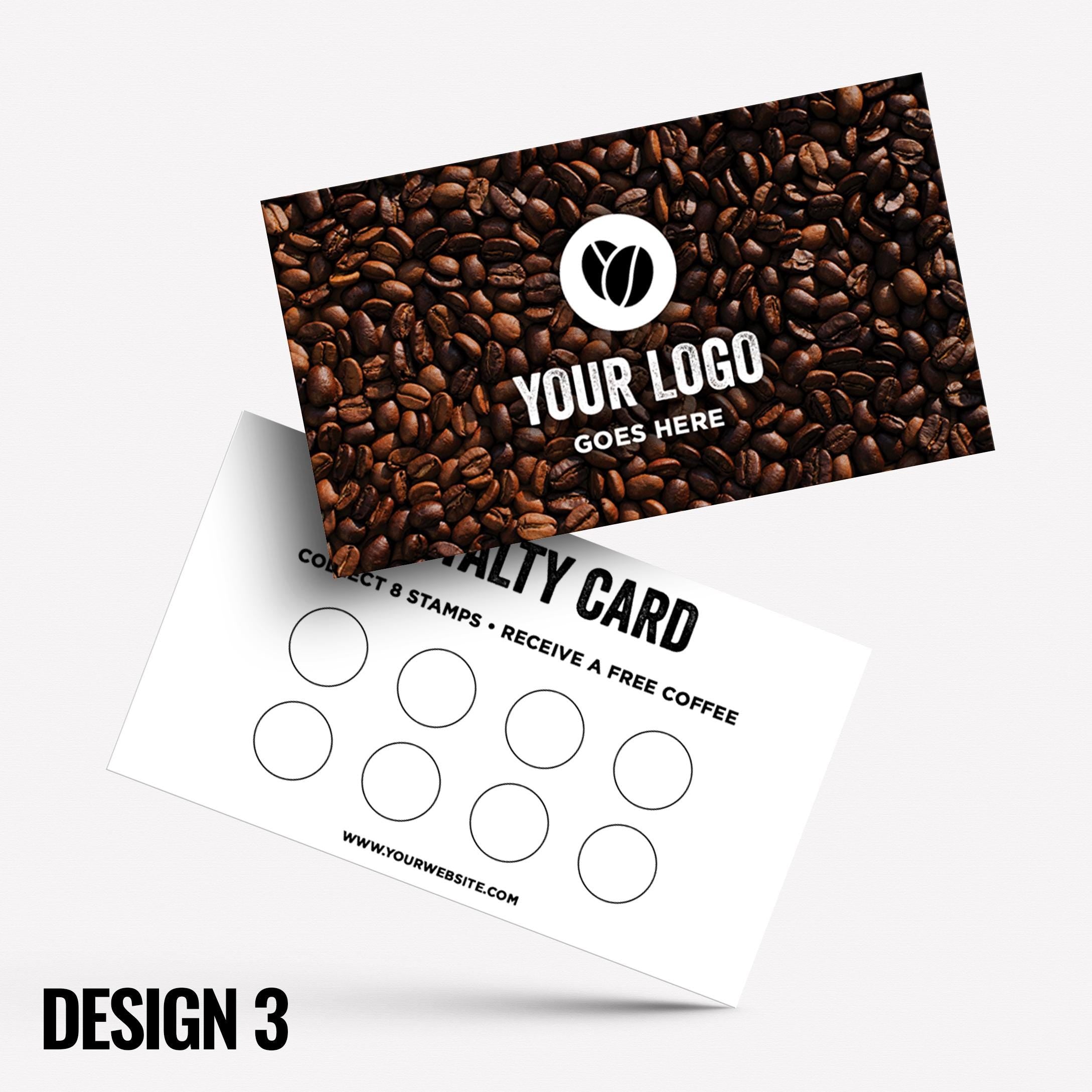 Custom printed loyalty reward cards | Coffee shop cafe barista bistro restaurant kiosk drinks hot mug cup takeaway businesses