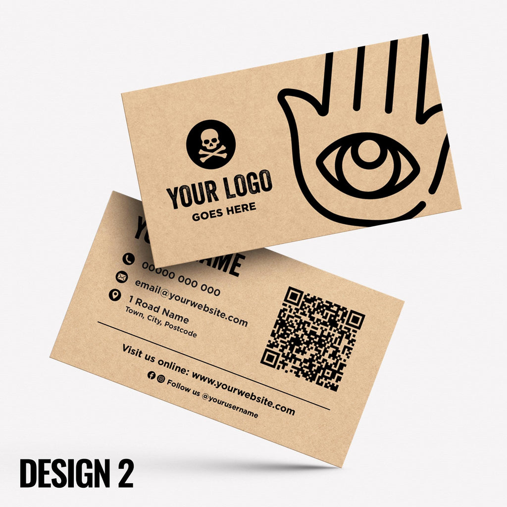 Custom Kraft Business Card Printing | Tattoo studio artist piercing piercer body art jewellery tats ink inked businesses parlour salon