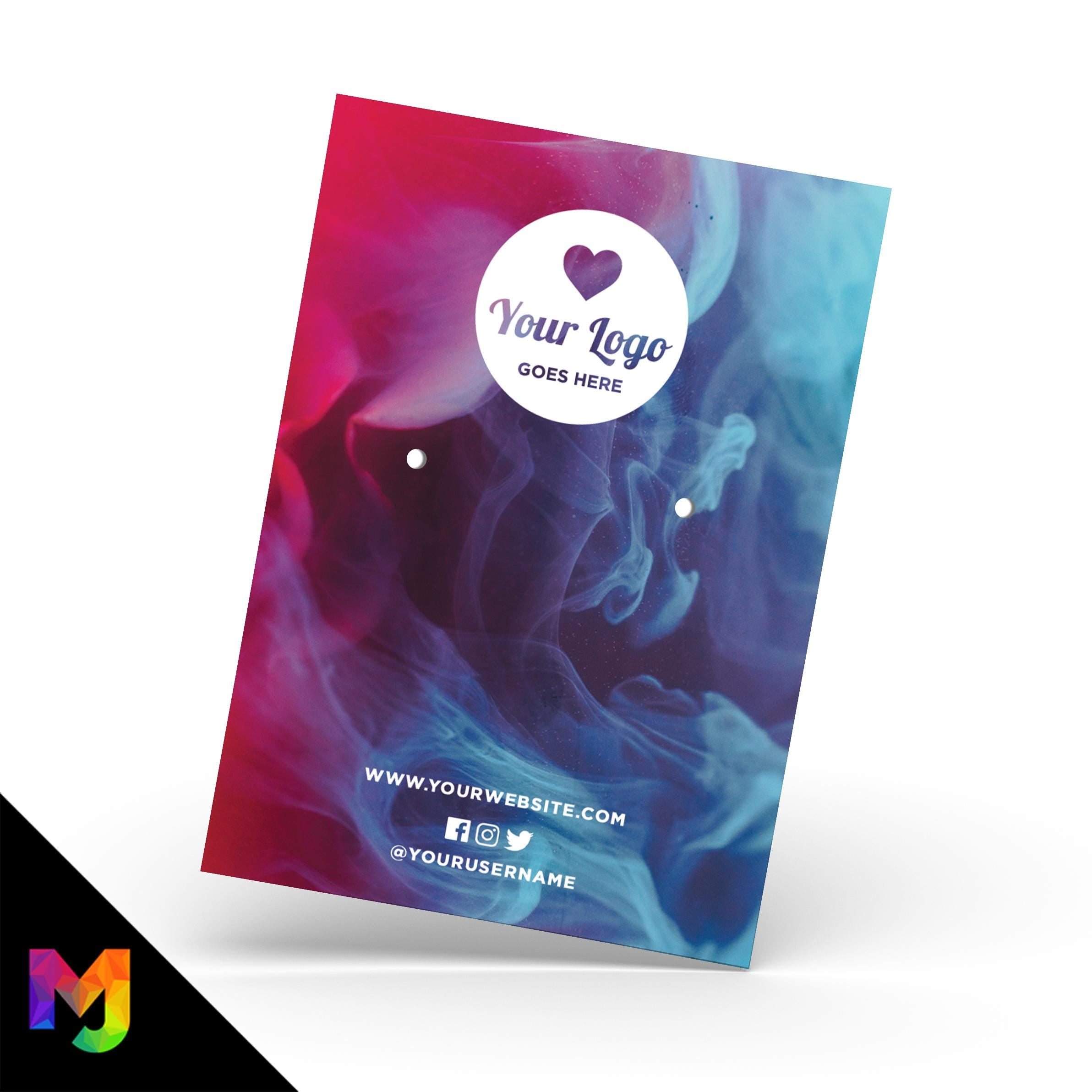 Custom jewellery backing card printing | A6 size | Blue red smoke effect pattern abstract style design