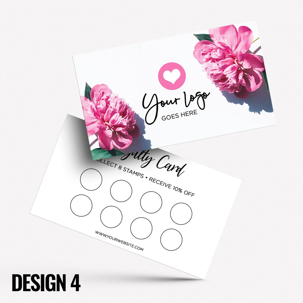 Custom printed loyalty reward cards | Floral flowers feminine cute pink purple orange blue roses flower elegant generic businesses