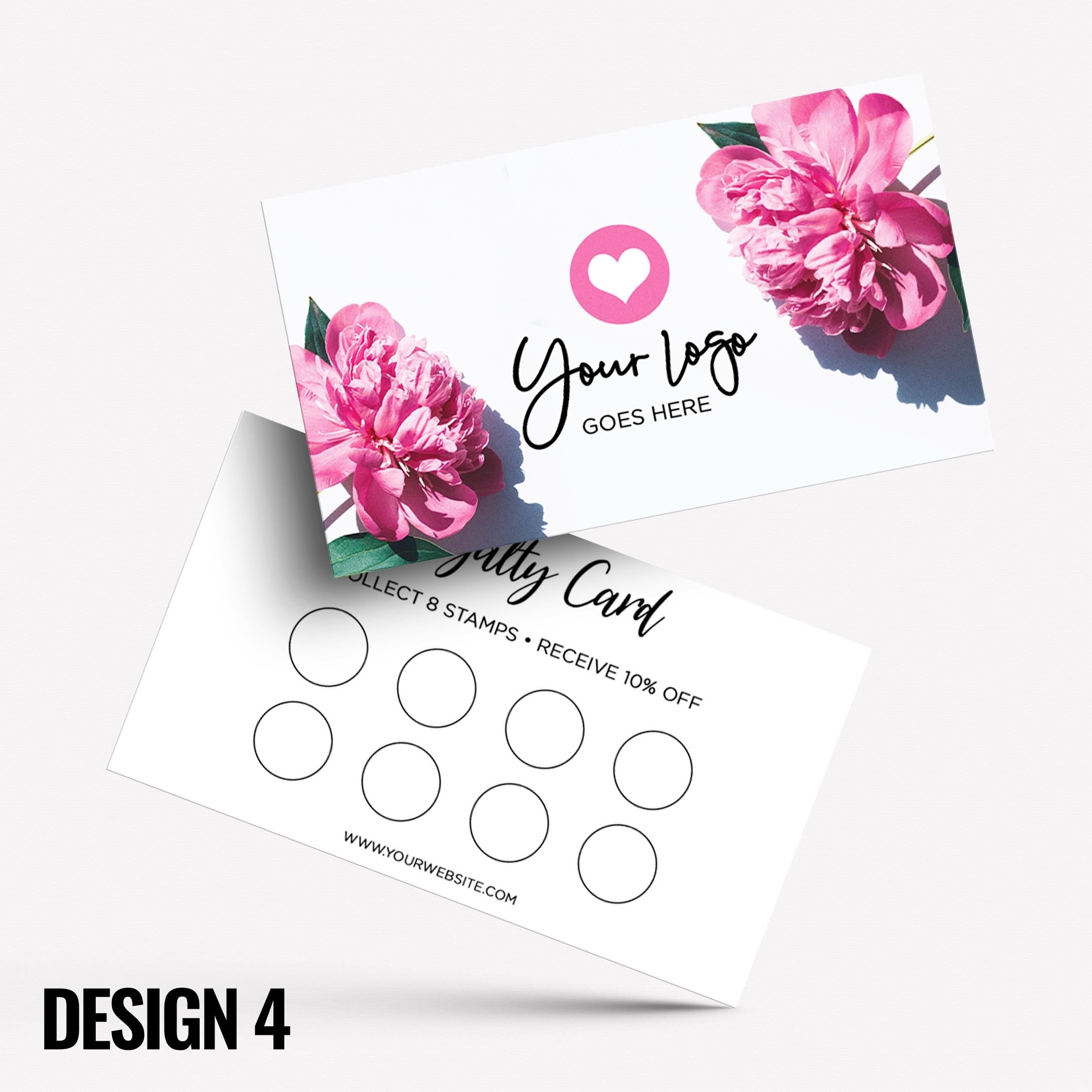 Custom printed loyalty reward cards | Floral flowers feminine cute pink purple orange blue roses flower elegant generic businesses