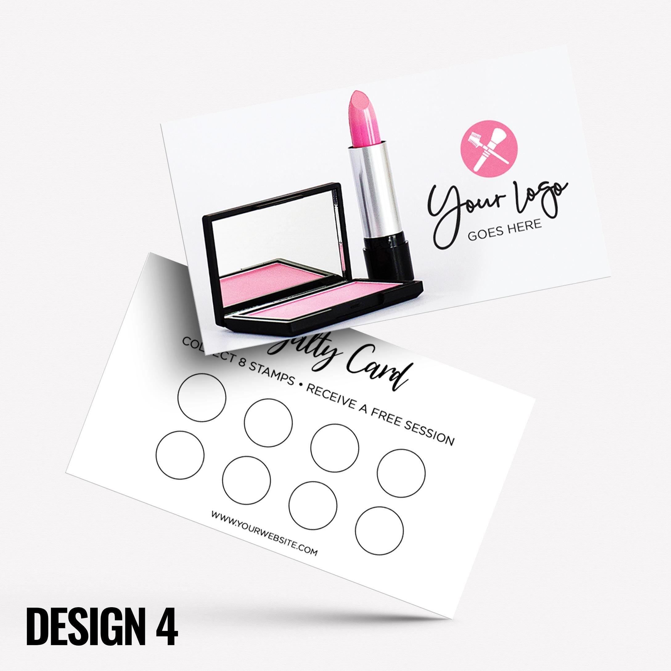 Custom printed loyalty reward cards | Make up artist MUA beautician stylist PMU girls makeup lash lips brushes businesses