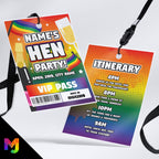 Personalised LGBTQ+ Hen party style VIP pass & lanyard Invitations Invites | Gay Lesbian dares