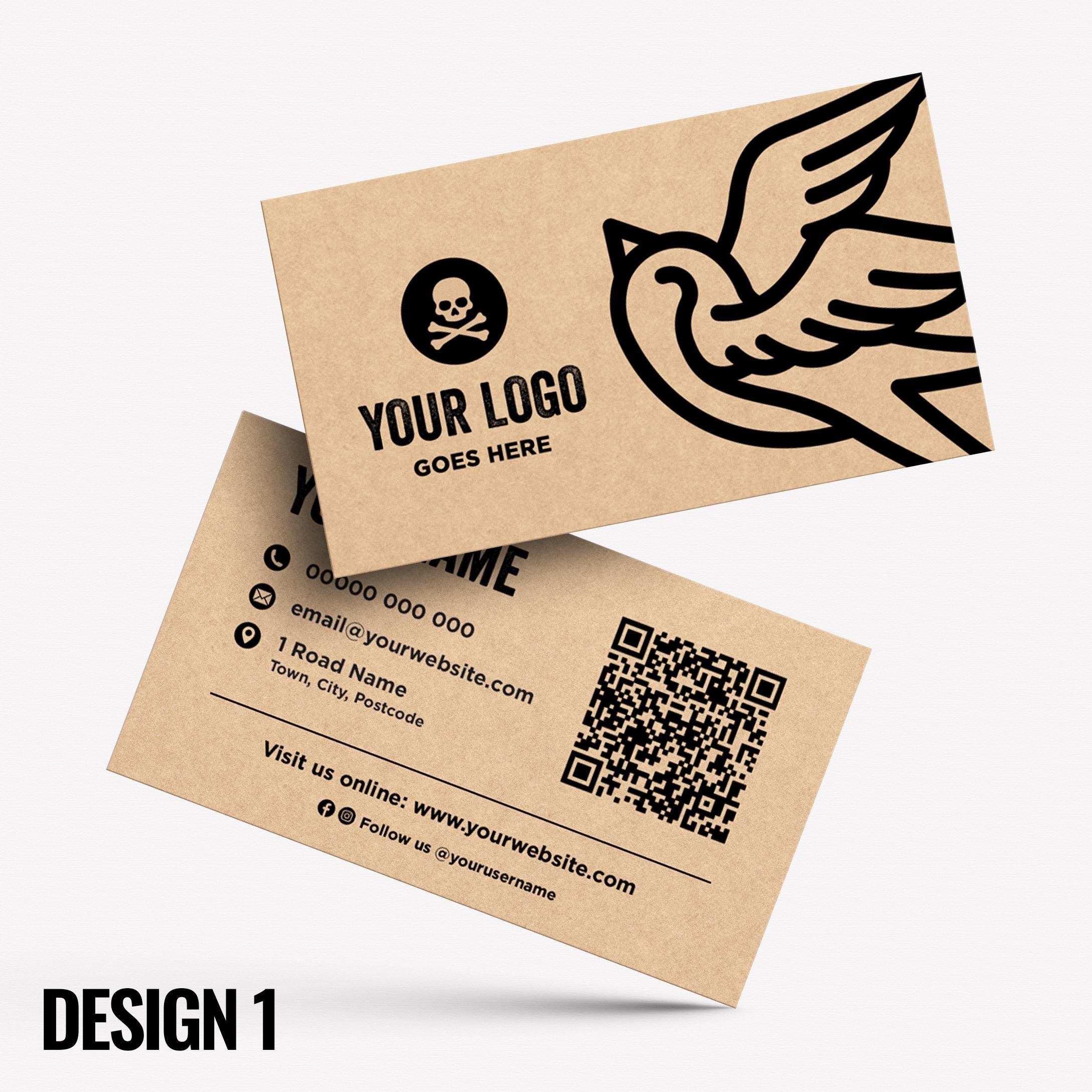 Custom Kraft Business Card Printing | Tattoo studio artist piercing piercer body art jewellery tats ink inked businesses parlour salon