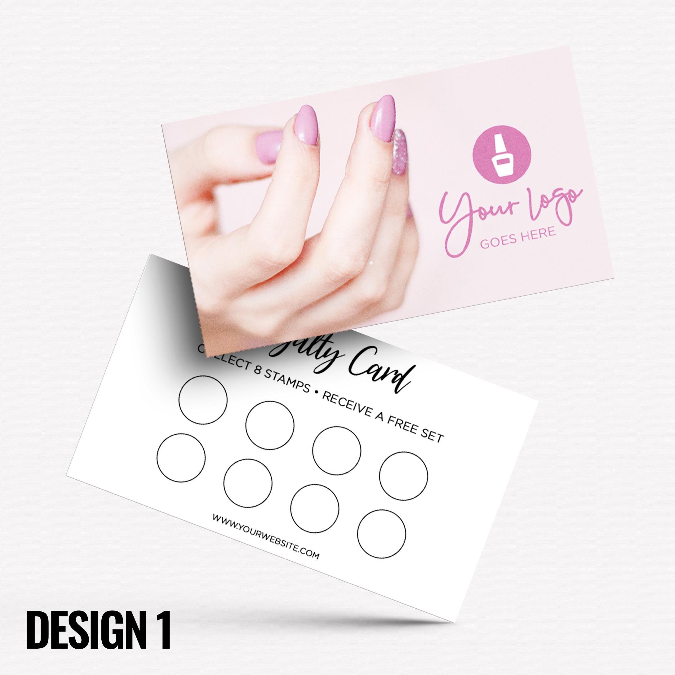 Custom printed loyalty reward cards | Nail artist beautician nails beauty art female hands businesses