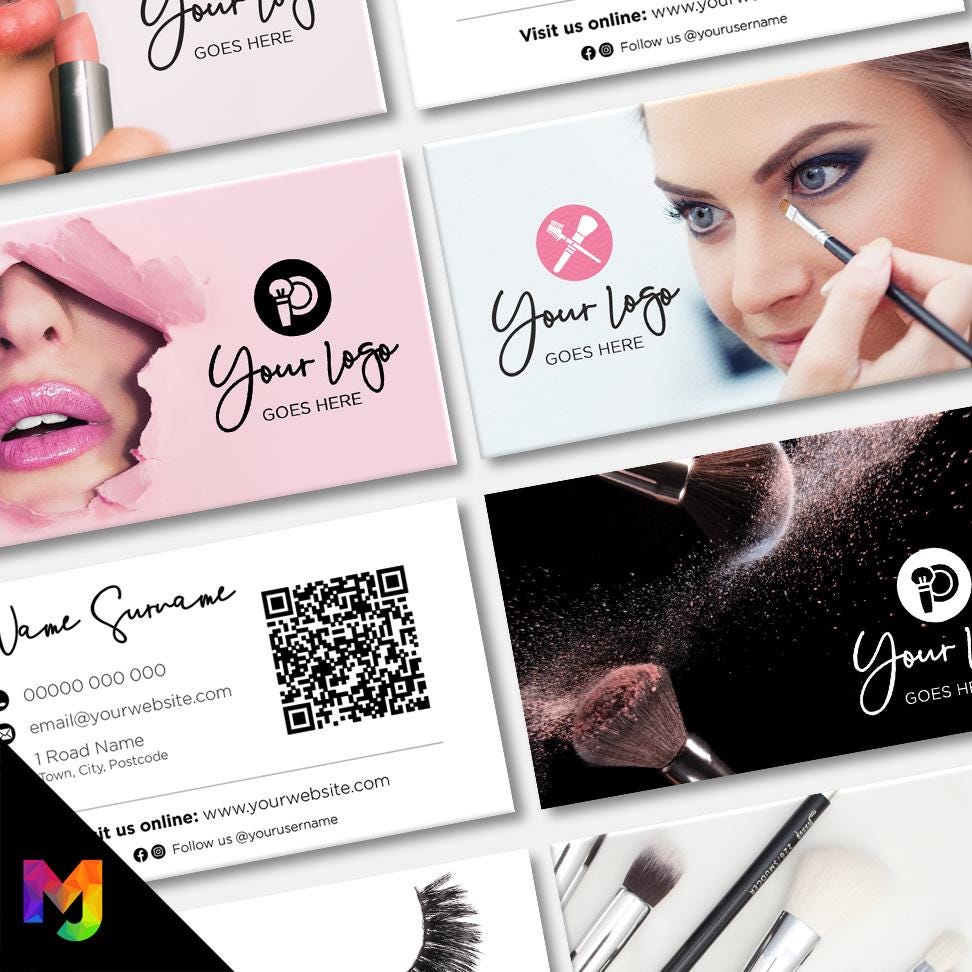 Custom Business Card Printing | Make up artist MUA beautician stylist PMU girls makeup lash lips brushes businesses