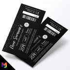 Personalised 70th birthday party black white glitter ticket style Invitations Invites | Perforated | Any age!