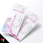 Custom printed gift vouchers | Perforated stubs | Pink blue white wax melt abstract modern fancy professional
