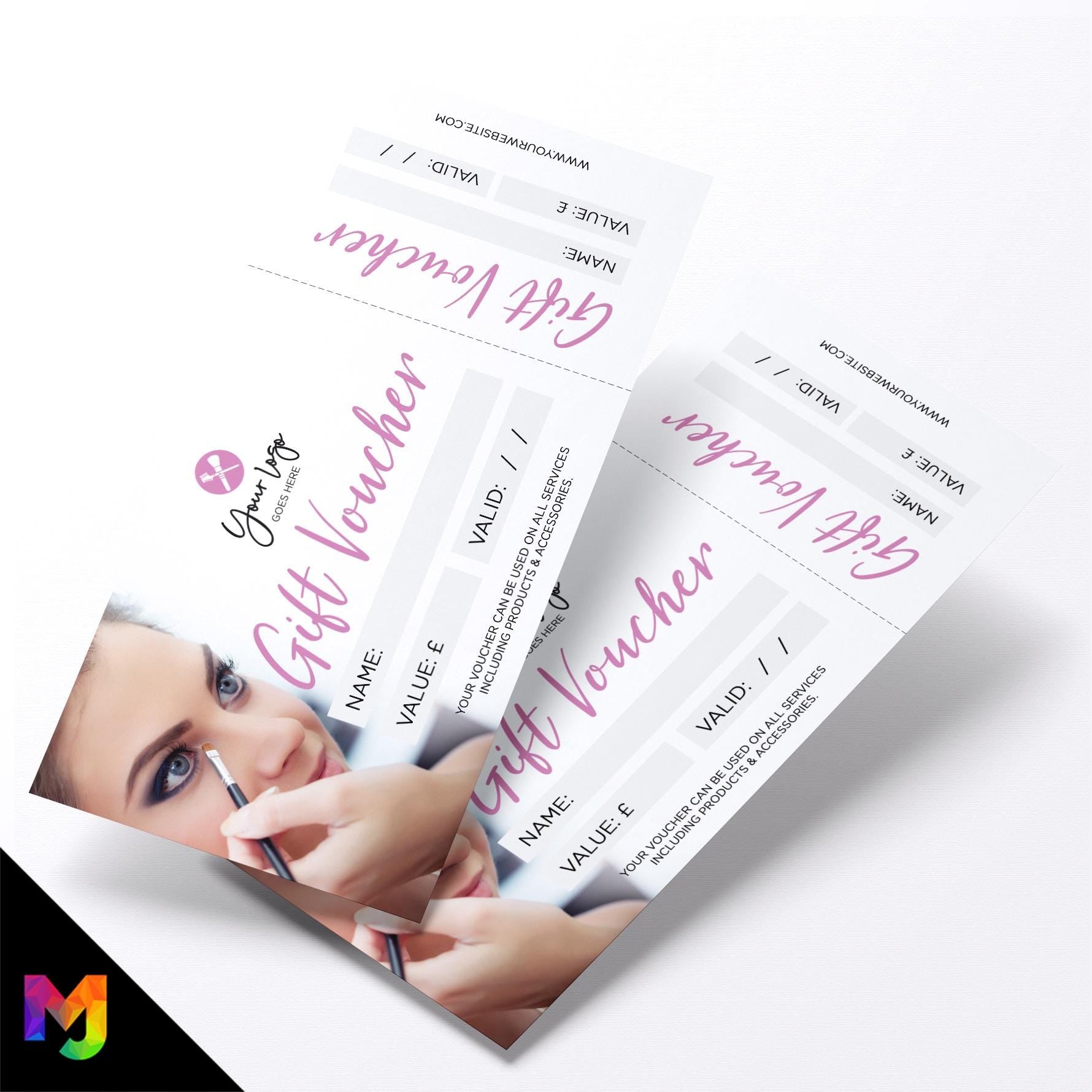 Custom printed gift vouchers | Perforated stubs | Make up artist beauty glamour model business 07