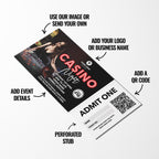 Custom casino night event tickets | Perforated stubs | Gamble casino gambling event pub charity event 2