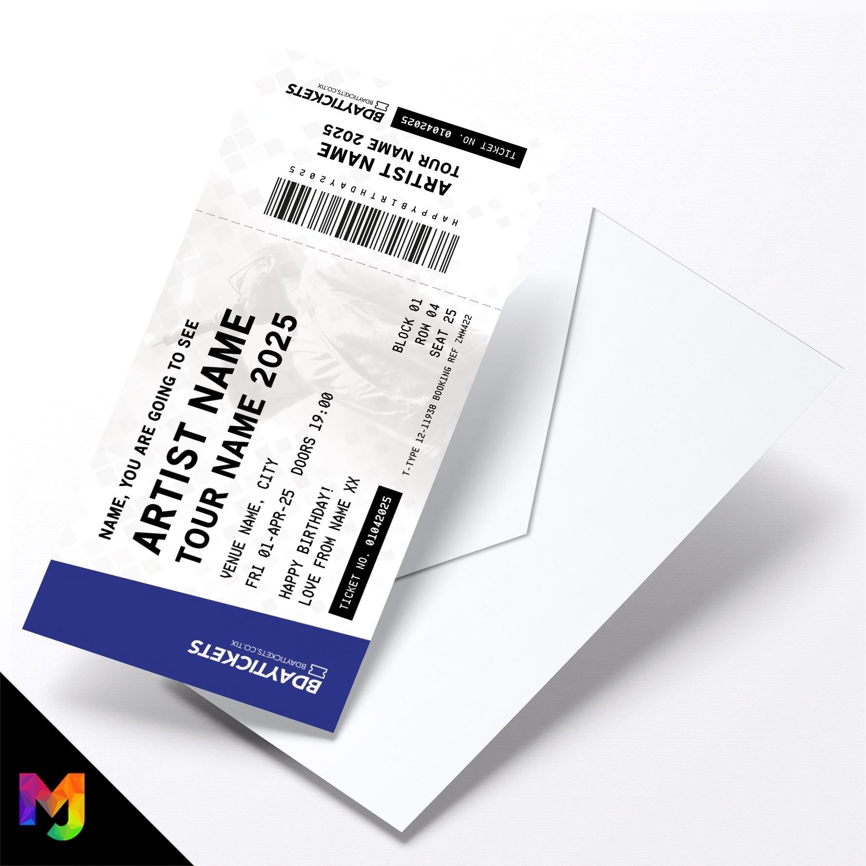 Personalised mock gig/concert ticket Birthday / Christmas gift | Any artist/band/show!