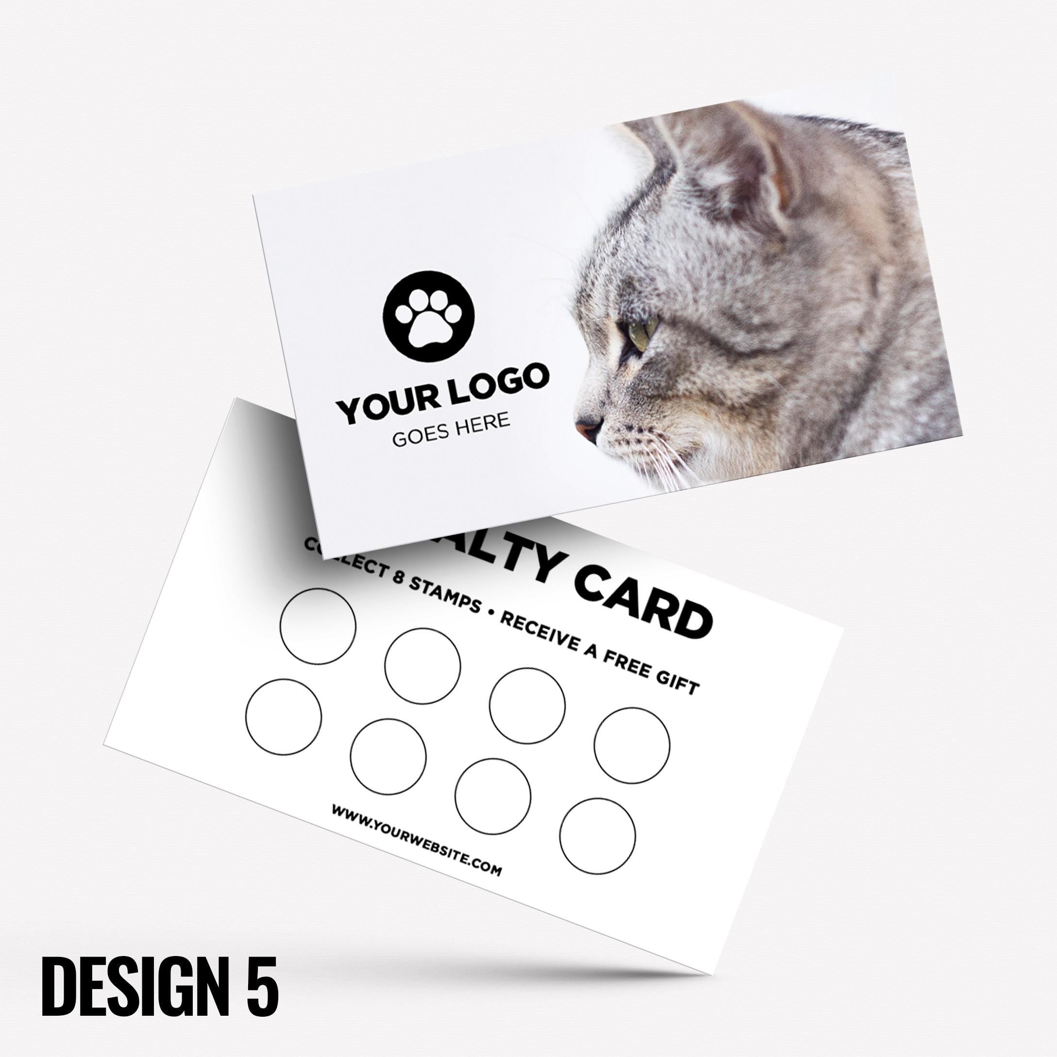 Custom printed loyalty reward cards | Dog Cat Pets Shop Pet Walking Grooming Printed Prints Animals Supplies Businesses