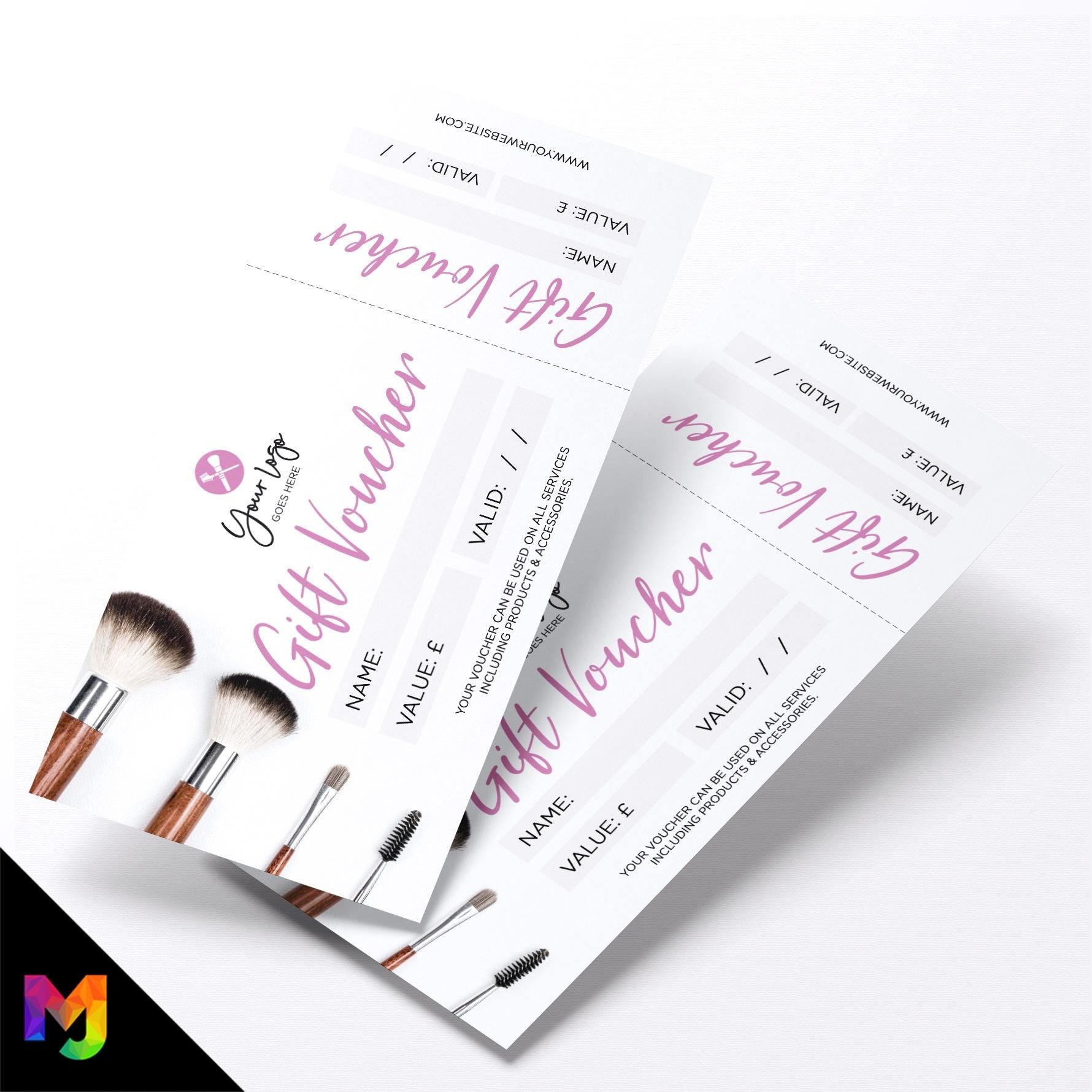 Custom printed gift vouchers | Perforated stubs | Make up artist beauty glamour model business 04