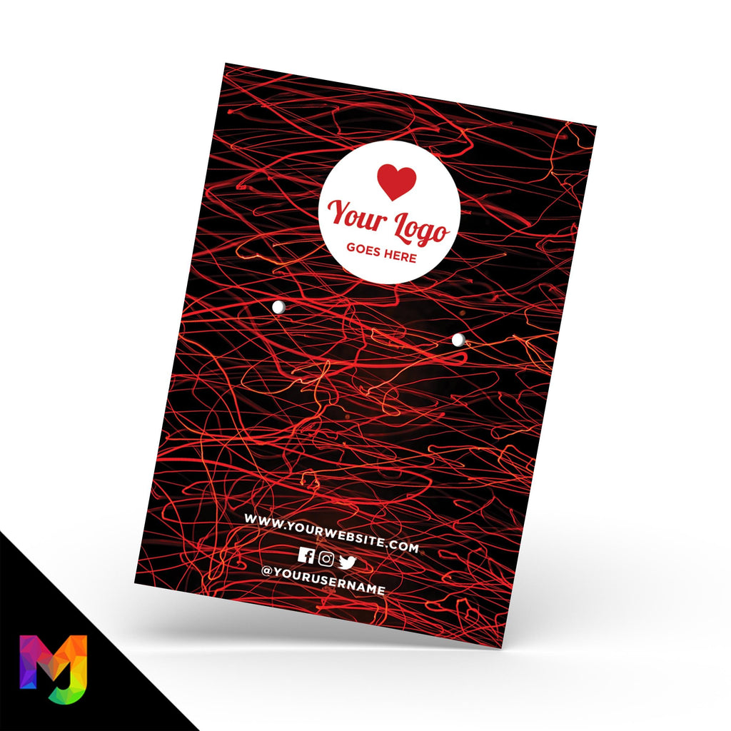Custom jewellery backing card printing | A6 size | Red black messy lines abstract style design