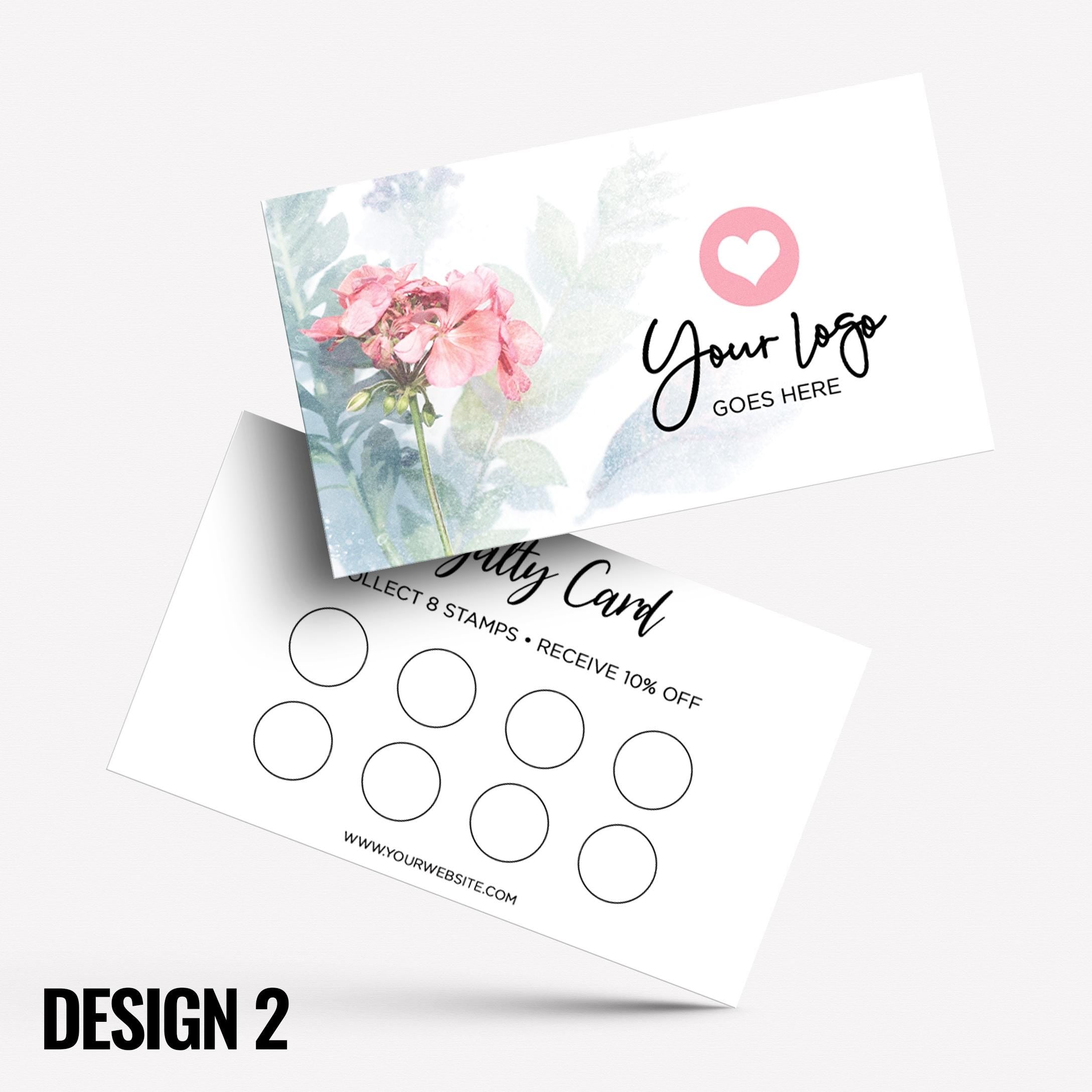 Custom printed loyalty reward cards | Floral flowers feminine cute pink purple orange blue roses flower elegant generic businesses
