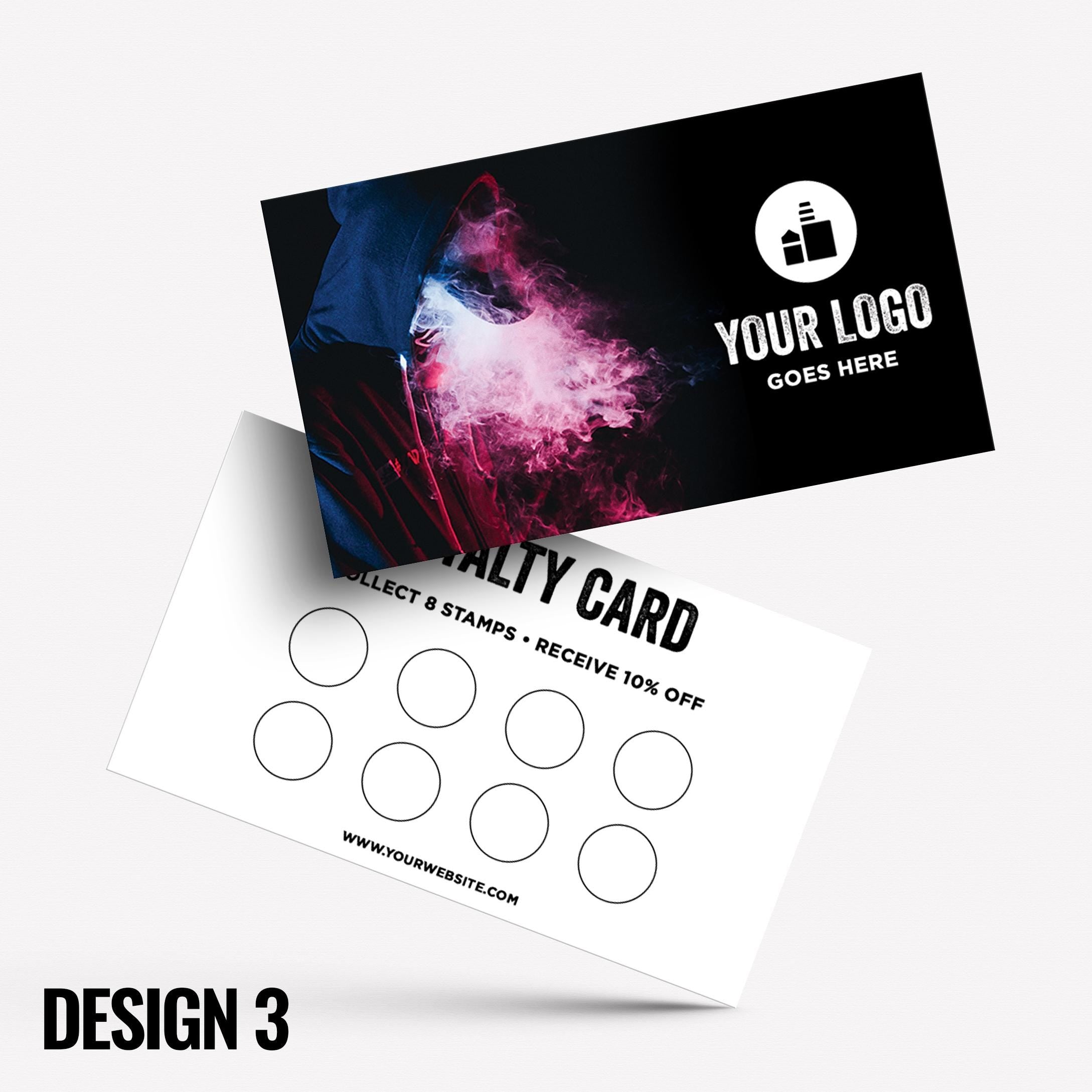 Custom printed loyalty reward cards | Vape shop vaping quit smoking vapour e-liquid juice refill mod vapour smoke designs businesses