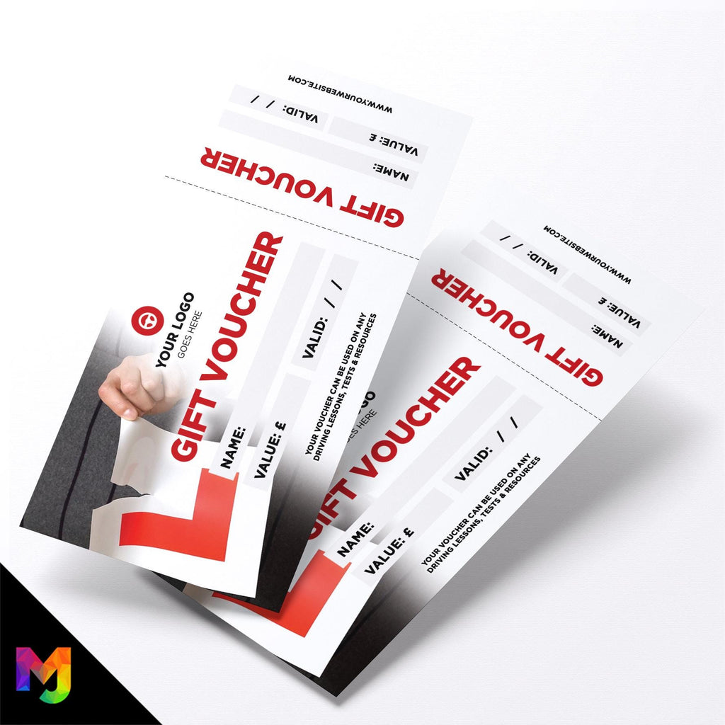 Custom printed gift vouchers | Perforated stubs | Driving school instructor pass course car learner learning business 03