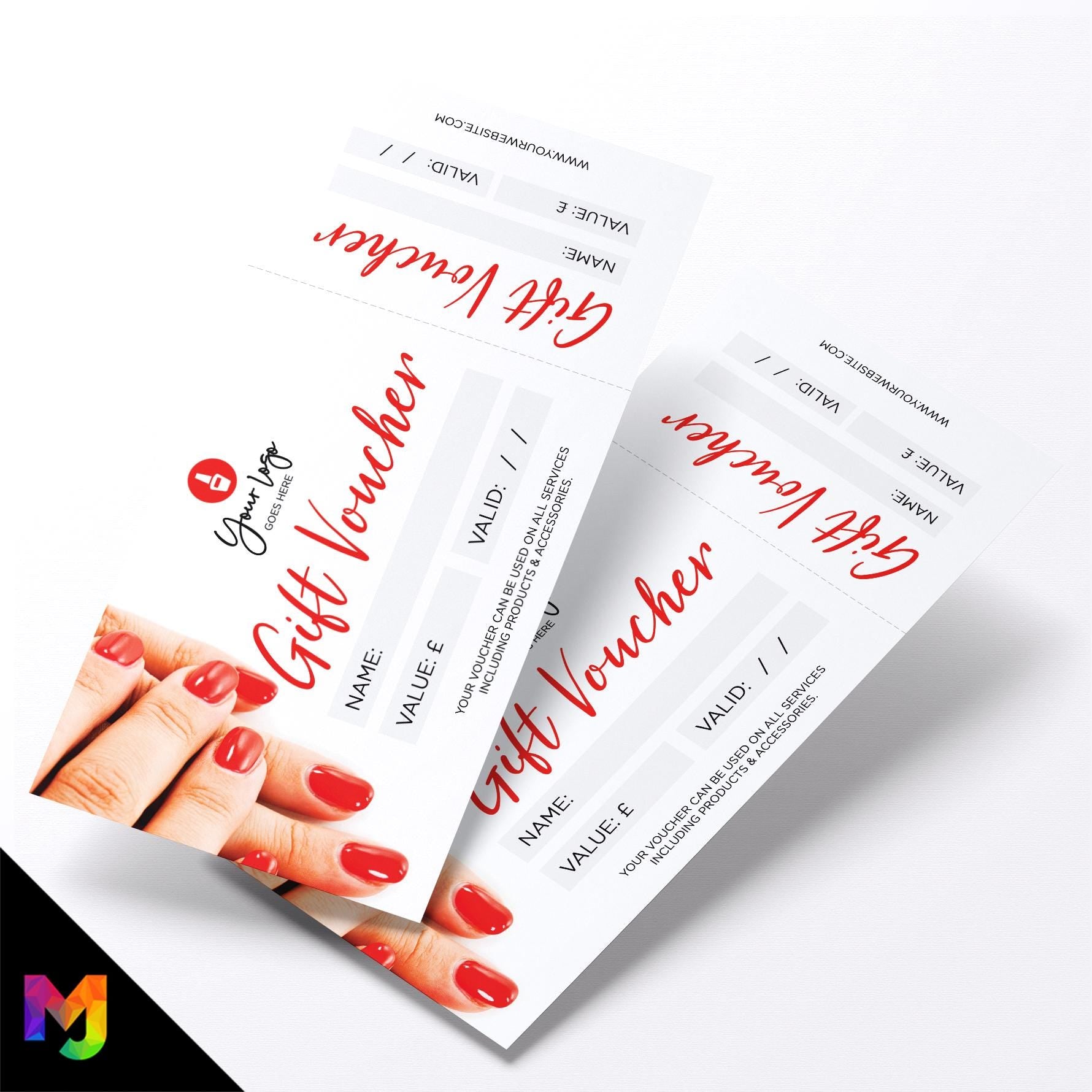 Custom printed gift vouchers | Perforated stubs | Nail technician beauty therapist salon business 05